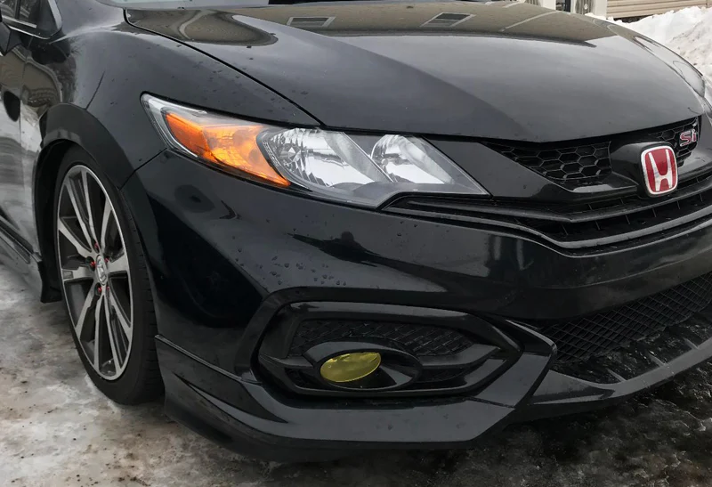 For 2014-2015 Honda Civic Coupe 2DR HFP-Style Painted Black Front Bumper Body Splitter Spoiler Lip 2PCS - Image 4