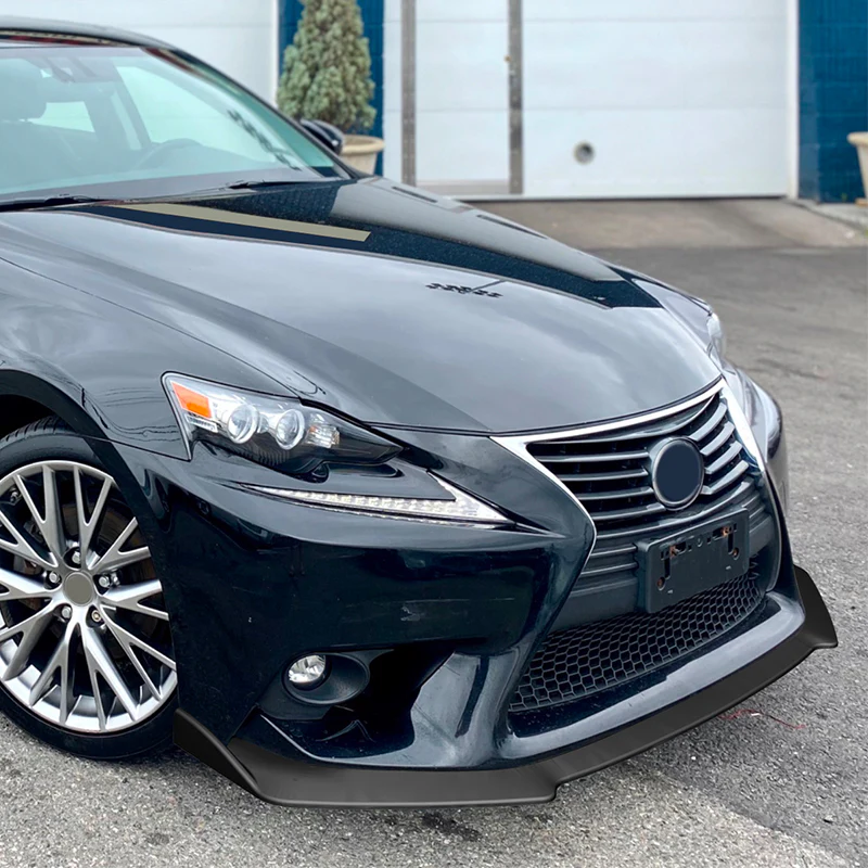 For 2014-2016 Lexus IS Base Unpainted BLK Front Bumper Body Kit Spoiler Lip 3PCS - Image 5