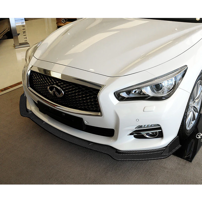 For 2014-2017 Infiniti Q50 Premium Carbon Look Front Bumper Splitter Spoiler Lip 3PCS - Image 5