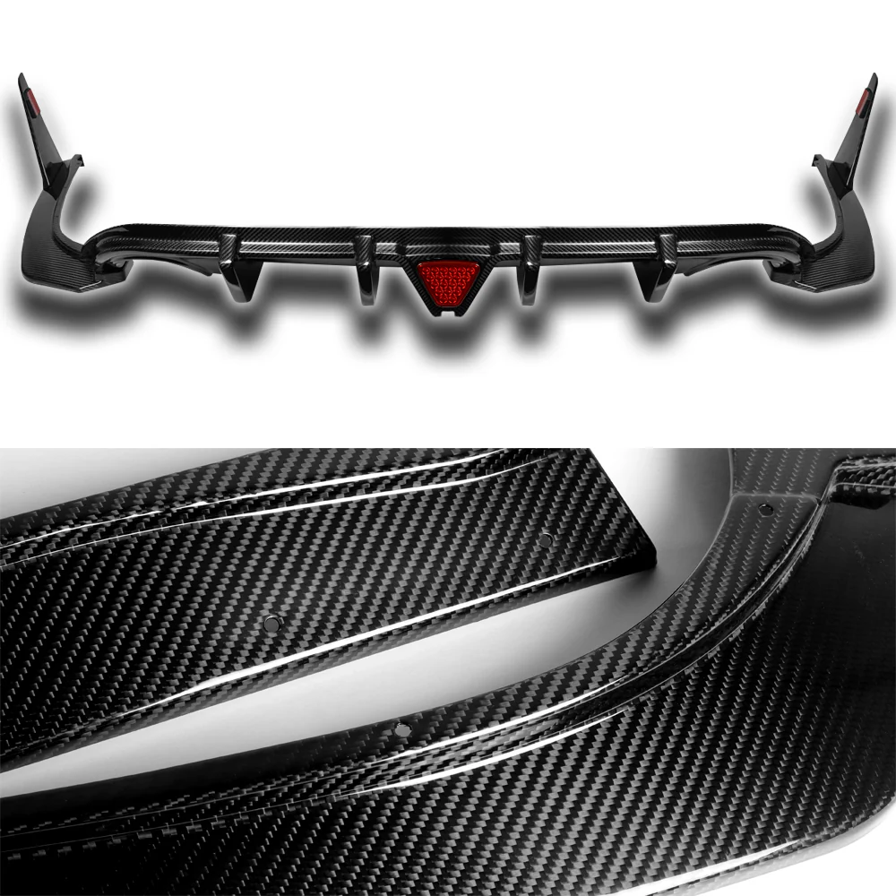 For 2014-2017 Infiniti Q50 Rear Bumper Diffuser Lip W/ LED Light -Real Carbon Fiber - Image 2