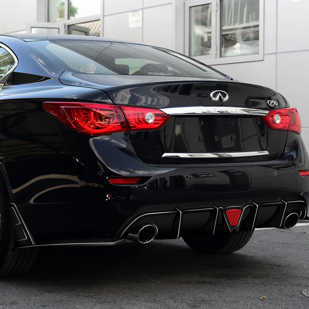 For 2014-2017 Infiniti Q50 Rear Bumper Diffuser Lip W/ LED Light -Real Carbon Fiber - Image 7