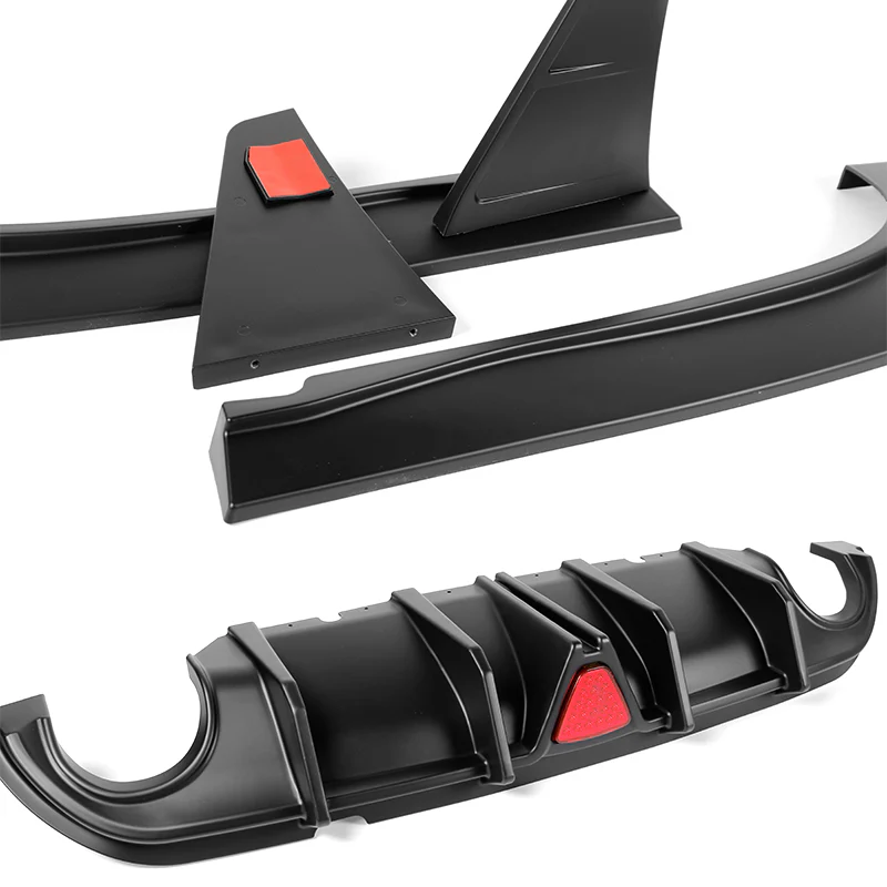 For 2014-2017 Infiniti Q50 Rear Bumper Diffuser Lip W / LED Light -Unpainted Matte Black - Image 7