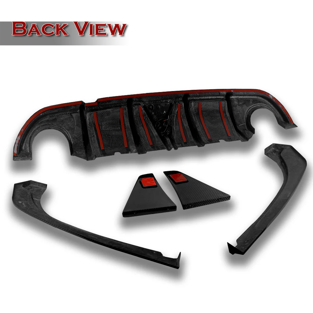 For 2014-2017 Infiniti Q50 Rear Bumper Diffuser Lip W / Smoke LED Light -Real Carbon Fiber - Image 3