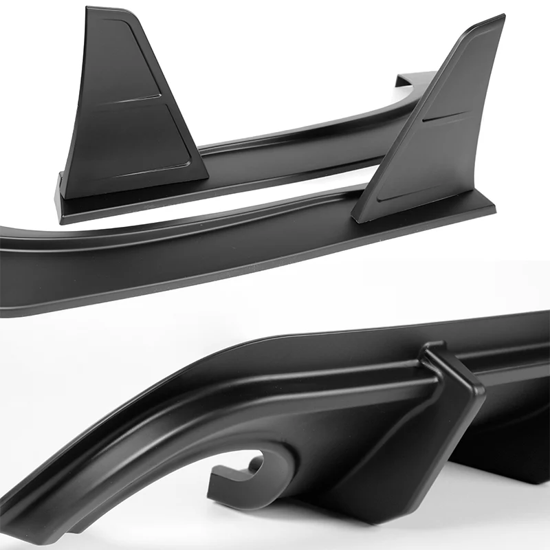 For 2014-2017 Infiniti Q50 Rear Bumper Diffuser Lip W / Smoke LED Light -Unpainted Matte Black - Image 3