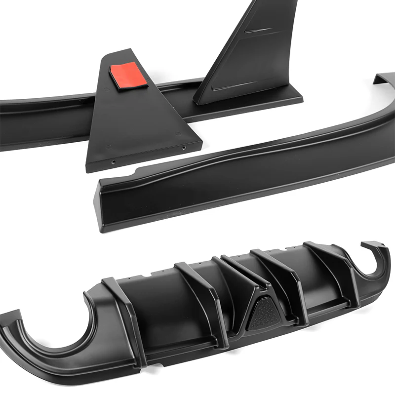 For 2014-2017 Infiniti Q50 Rear Bumper Diffuser Lip W / Smoke LED Light -Unpainted Matte Black - Image 6