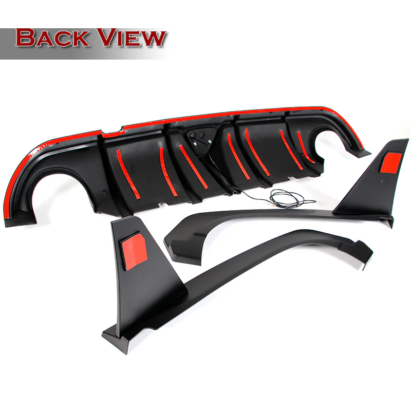 For 2014-2017 Infiniti Q50 Rear Bumper Diffuser Spoiler Lip W / Smoke LED Light - Image 4