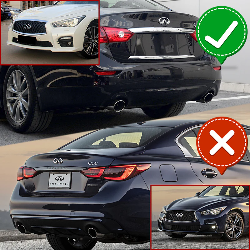 For 2014-2017 Infiniti Q50 Rear Bumper Diffuser Spoiler Lip W / Smoke LED Light - Image 8