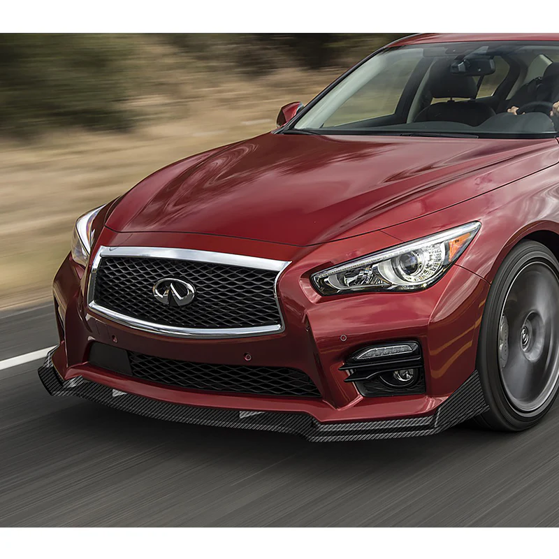 For 2014-2017 Infiniti Q50 Sport Carbon Look Front Bumper Body Spoiler Lip 3pcs - Image 5