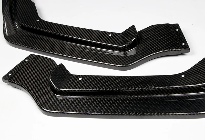 For 2014-2017 Infiniti Q50 Sport Real Carbon Front Bumper Body Spoiler Lip 3pcs - Image 4