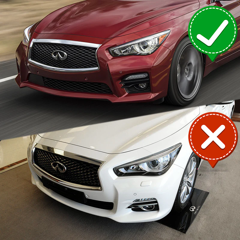 For 2014-2017 Infiniti Q50 Sport Real Carbon Front Bumper Body Spoiler Lip 3pcs - Image 6