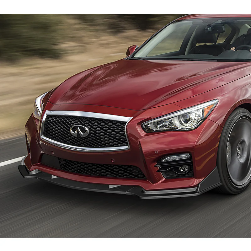 For 2014-2017 Infiniti Q50 Sport Unpainted Black Front Bumper Body Kit Lip 3pcs - Image 5
