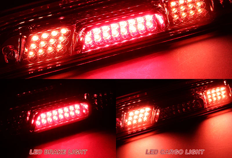 For 2015 – 2018 Chevrolet Silverado 2500HD 3500HD LED Third Brake Light with Integrated Cargo Lamp - Chrome Housing Red Lens - Image 4