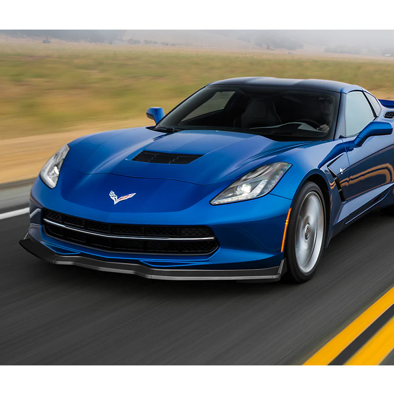For 2014-2019 Chevrolet Corvette C7 ST-Style Unpainted Matte Black Front Bumper Splitter Spoiler Lip 3PCS - Image 7