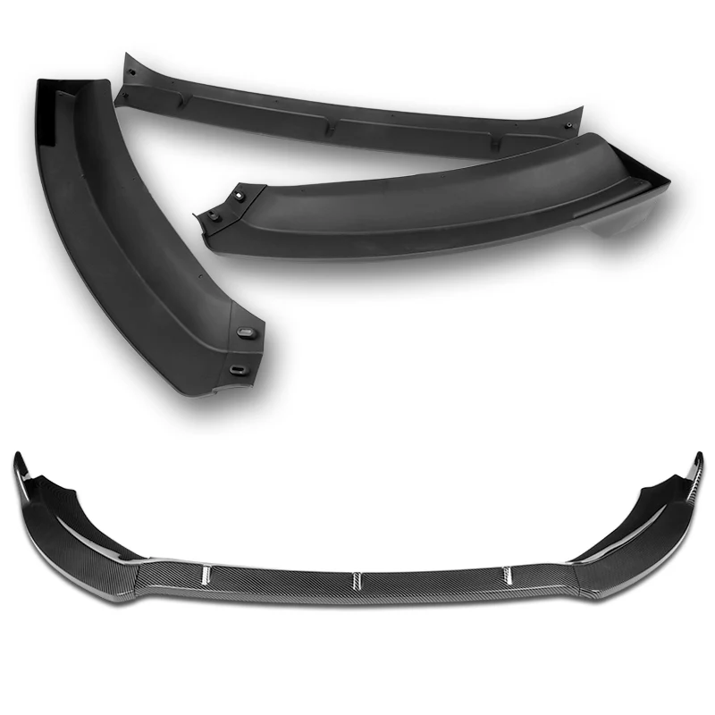 For 2014-2019 Ford Fiesta STP-Style 3-PCS Carbon Look Front Bumper Body Spoiler Lip - Image 4