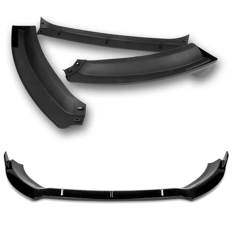 For 2014-2019 Ford Fiesta STP-Style 3-PCS  Painted Black Front Bumper Body Spoiler Lip - Image 4