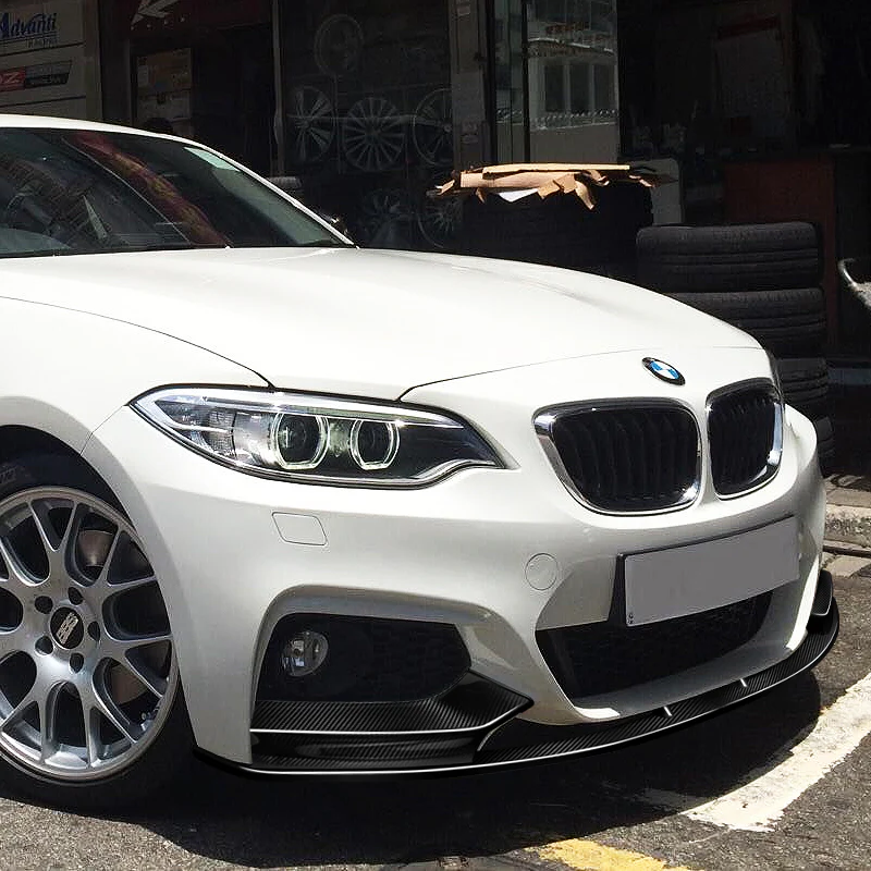 For 2014-2021 BMW 2-Series F22 F23 M-Sport 4-PCS Carbon Fiber Front Bumper Spoiler Lip - Image 5