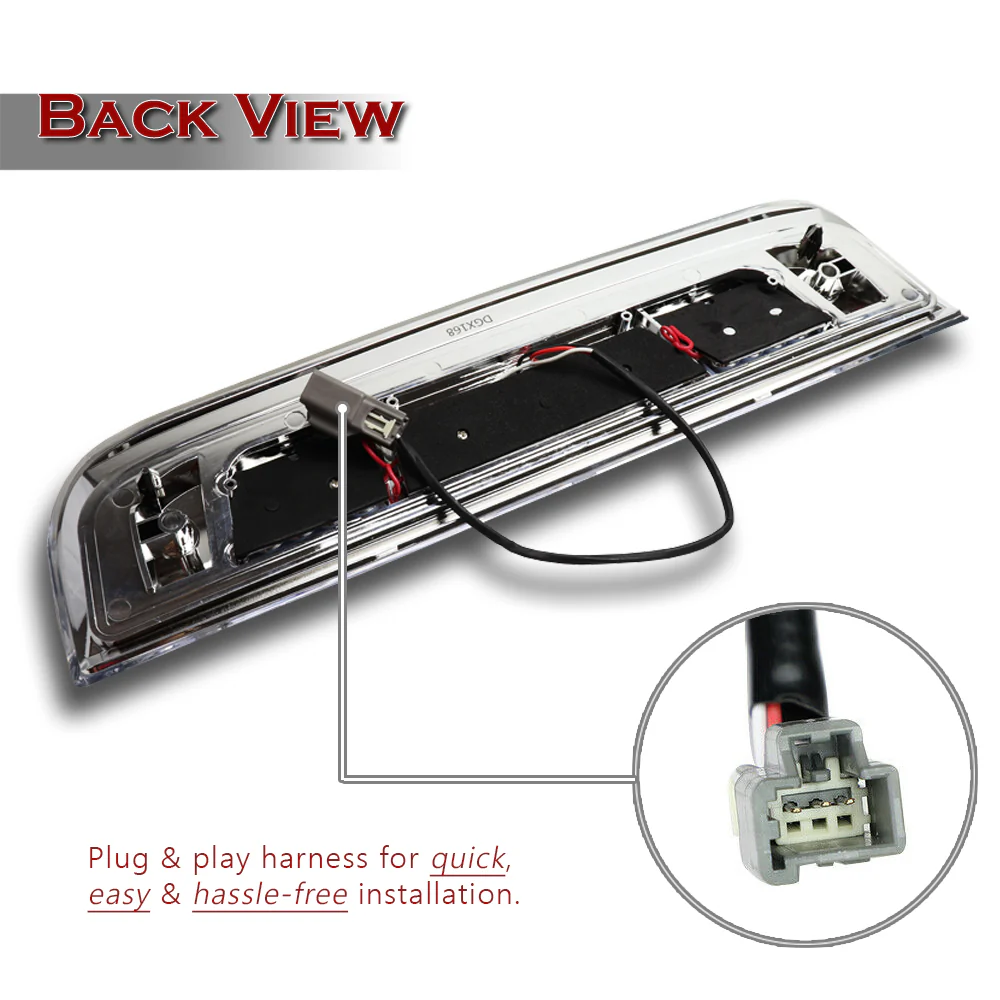 For 2015 – 2018 Chevrolet Silverado 2500HD 3500HD LED Third Brake Light with Integrated Cargo Lamp - Chrome Housing Smoked Lens - Image 3