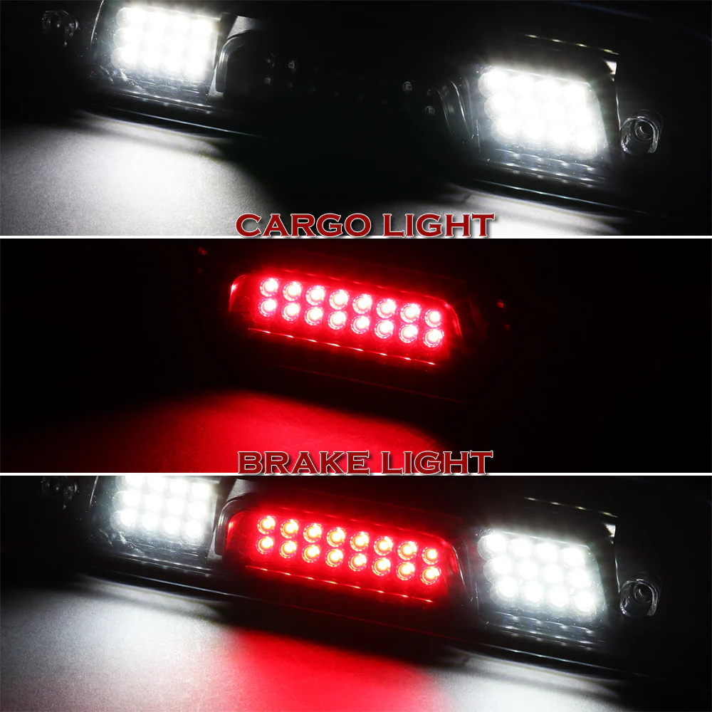 For 2015 – 2018 Chevrolet Silverado 2500HD 3500HD LED Third Brake Light with Integrated Cargo Lamp - Chrome Housing Smoked Lens - Image 4