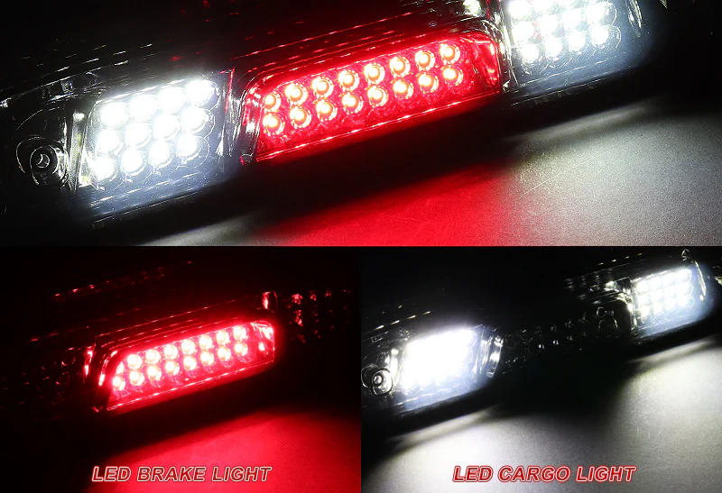 For 2014 – 2018 Chevrolet Chevy Silverado / GMC Sierra LED Third Brake Light with Integrated Cargo Lamp - Chrome Housing Smoked Lens - Image 4