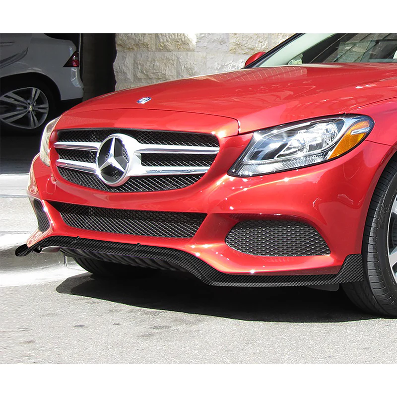 For 2015-2018 Mercedes C-Class W205 Base 3-PCS Carbon Painted Front Bumper Spoiler Lip - Image 5