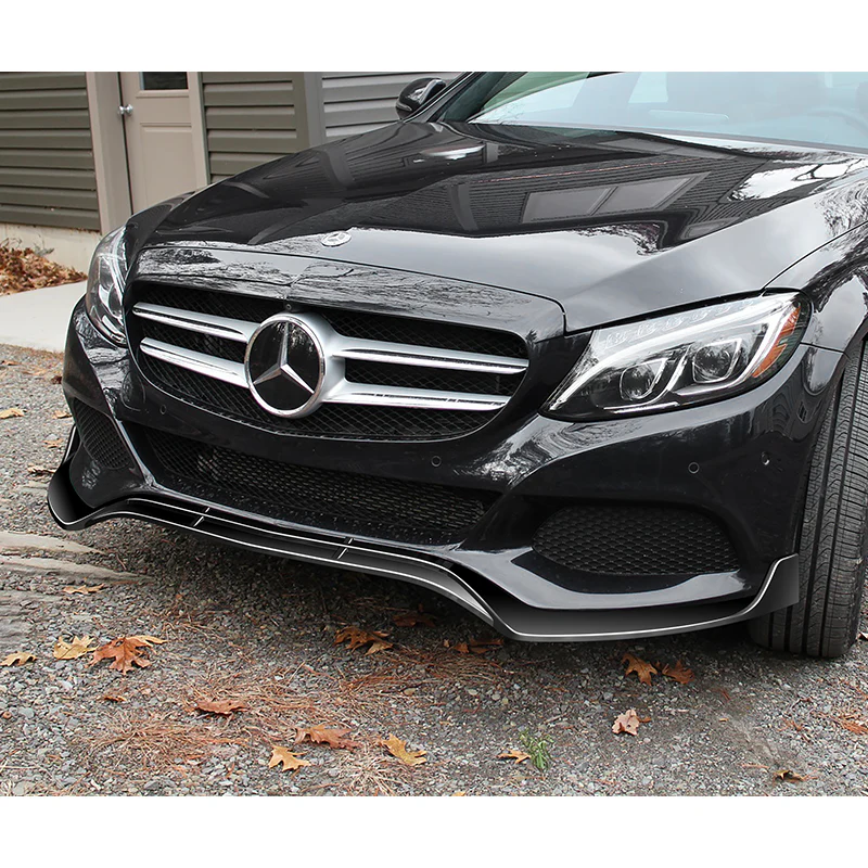 For 2015-2018 Mercedes C-Class W205 Base  3-PCS Painted Black Front Bumper Spoiler Lip - Image 5