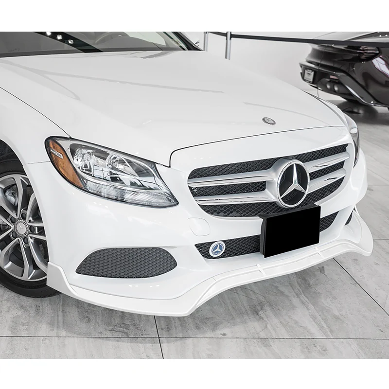 For 2015-2018 Mercedes C-Class W205 Base  3-PCS Painted White Front Bumper Spoiler Lip - Image 5