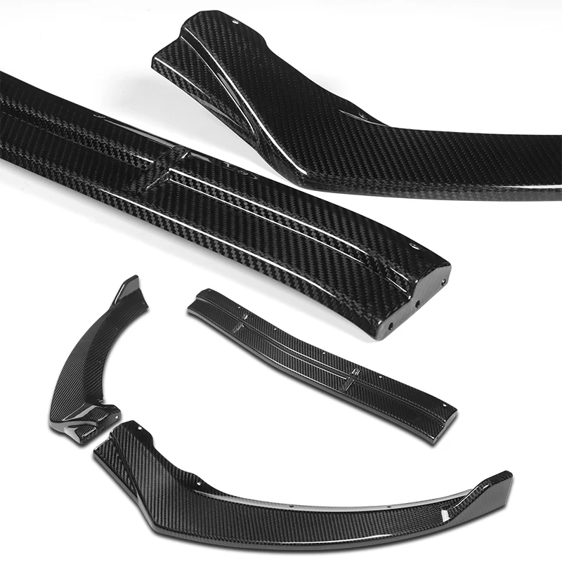 For 2015-2018 Mercedes C-Class W205 Base Carbon Fiber Front Bumper Body Splitter Spoiler Lip 3PCS - Image 2