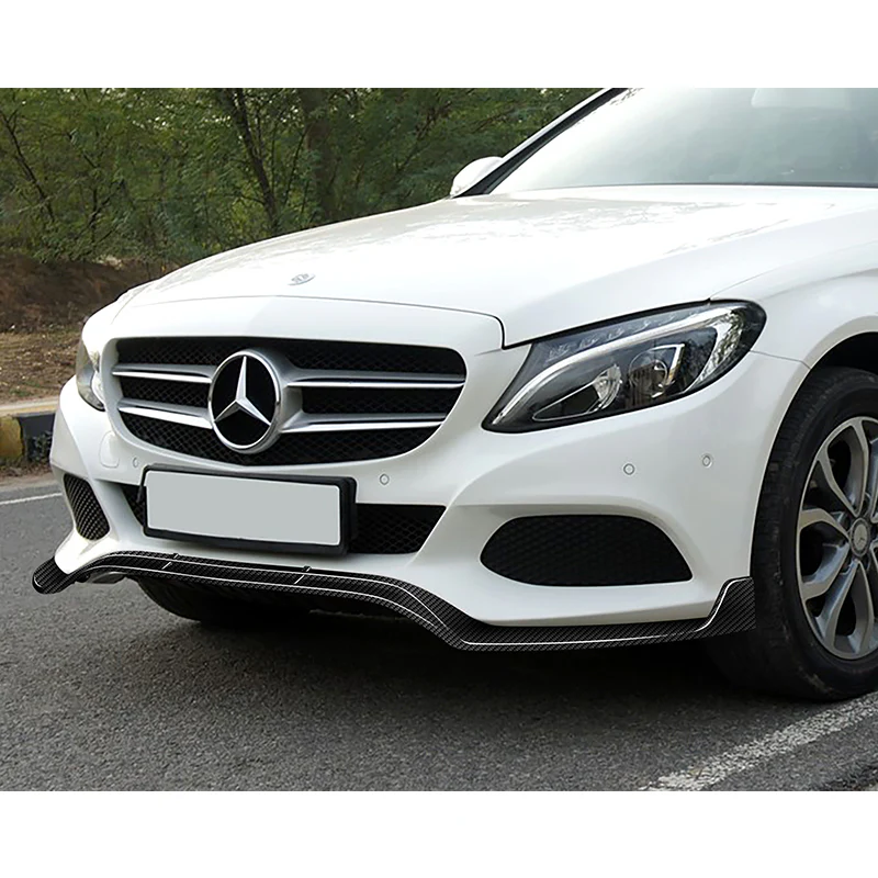 For 2015-2018 Mercedes C-Class W205 Base Carbon Fiber Front Bumper Body Splitter Spoiler Lip 3PCS - Image 5