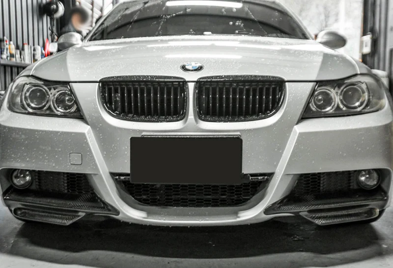 For 2009-2011 BMW E90/E91 M-Tech Real Carbon Fiber Front Bumper Splitter Spoiler Lip 2PCS - Image 4