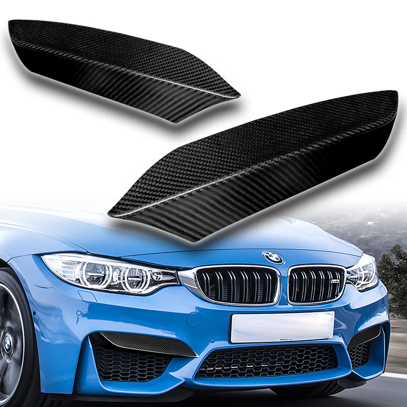 For 2015-2020 BMW M3/M4 F80 F82 F83 Real Carbon Fiber Front Bumper Body Splitter Canard Lip 2PCS - Image 5