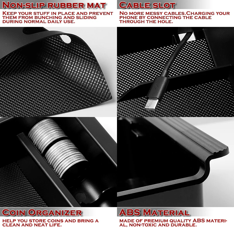 For 2015 - 2020 Ford F-150 Center Console Organizer Tray Armrest Storage Box With Wireless Charger And USB Ports - Image 4