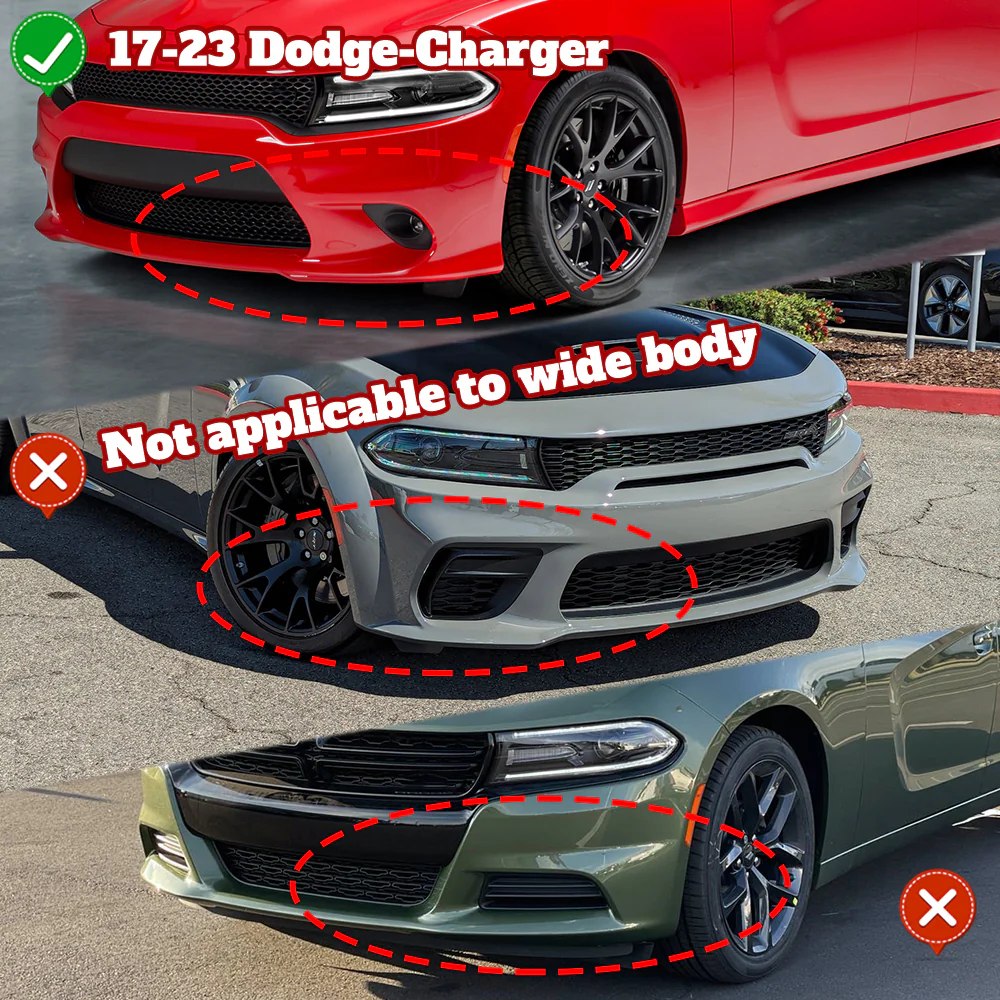 For 2015-2023 Dodge Charger RA-Style Painted Black Front Bumper Splitter Spoiler Lip 3PCS - Image 6