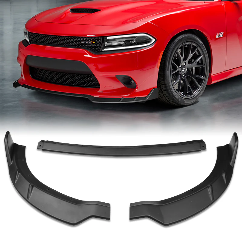 For 2015-2023 Dodge Charger RA-Style Unpainted Matte Black Front Bumper Splitter Spoiler Lip 3PCS - Image 8