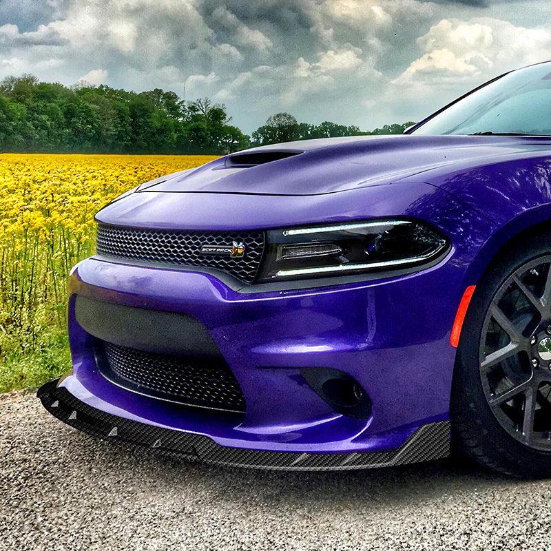 For 2015-2023 Dodge Charger SRT-Style Carbon Look Front Bumper Splitter Spoiler Lip 4-PCS - Image 5