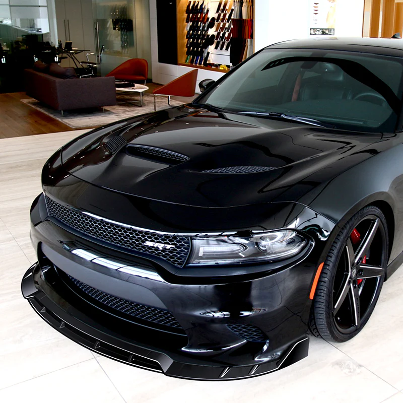 For 2015-2023 Dodge Charger SRT-Style Painted Black Front Bumper Splitter Spoiler Lip 4-PCS - Image 5