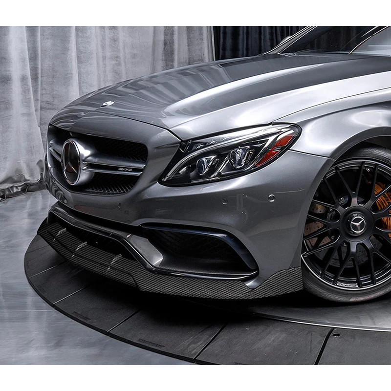 For 2015-2021 Mercedes C63 AMG AP-Style 3-PCS  Carbon Painted Front Bumper Spoiler Lip - Image 5