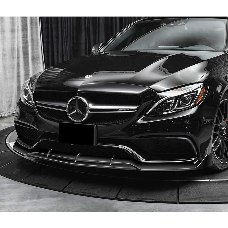 For 2015-2021 Mercedes C63 AMG AP-Style 3-PCS  Painted Black Front Bumper Spoiler Lip - Image 5