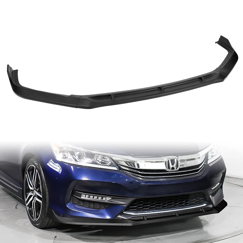 For 2016-17 Honda Accord Sedan Matte Black STP-Style 3-Piece Front Bumper Body Spoiler Splitter Lip Kit - Image 7