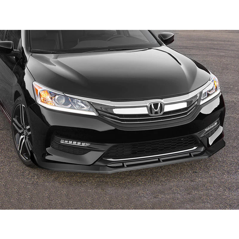 For 2016-17 Honda Accord Sedan Matte Black STP-Style 3-Piece Front Bumper Body Spoiler Splitter Lip Kit + FREE GIFT - Image 2