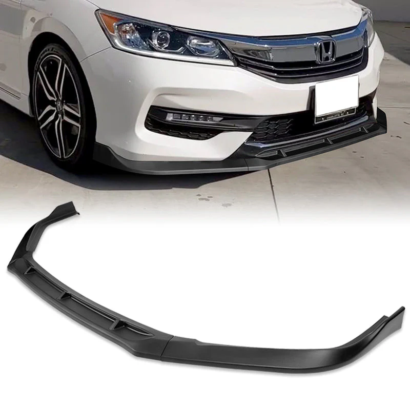 For 2016-17 Honda Accord Sedan Matte Black STP-Style 3-Piece Front Bumper Body Spoiler Splitter Lip Kit + FREE GIFT - Image 6
