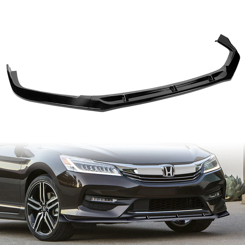For 2016-17 Honda Accord Sedan Painted Black STP-Style 3-Piece Front Bumper Body Spoiler Splitter Lip Kit - Image 5