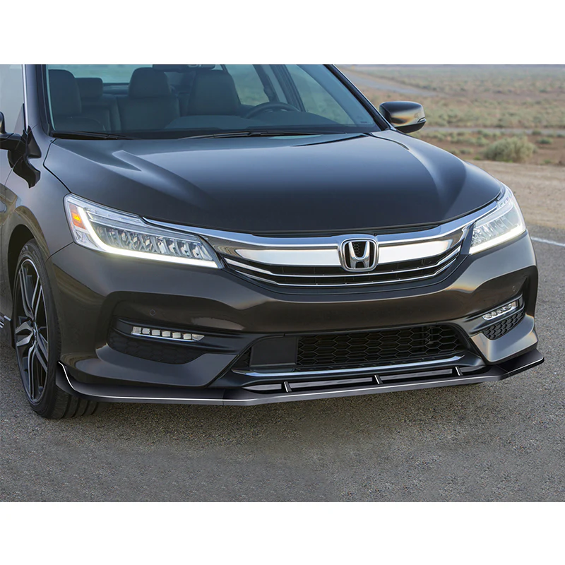 For 2016-17 Honda Accord Sedan Painted Black STP-Style 3-Piece Front Bumper Body Spoiler Splitter Lip Kit - Image 8