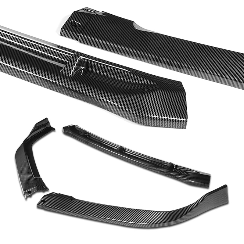 For 2016-17 Honda Accord Sedan Painted Carbon Look STP-Style 3-Piece Front Bumper Body Spoiler Splitter Lip Kit - Image 3