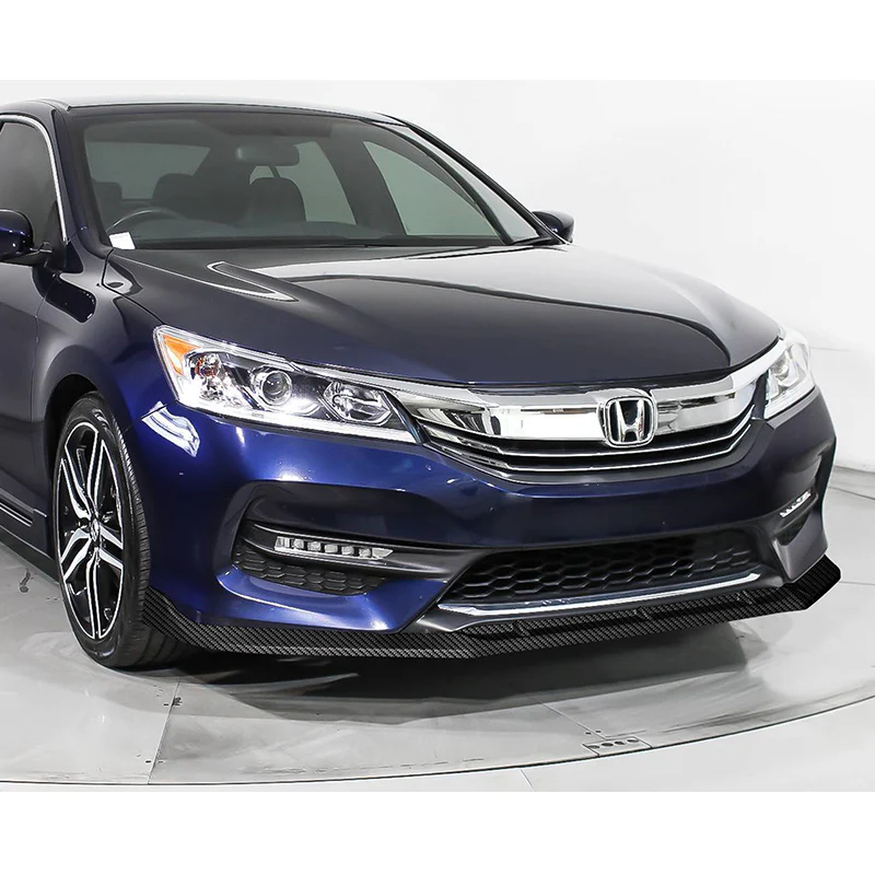 For 2016-17 Honda Accord Sedan Painted Carbon Look STP-Style 3-Piece Front Bumper Body Spoiler Splitter Lip Kit - Image 6