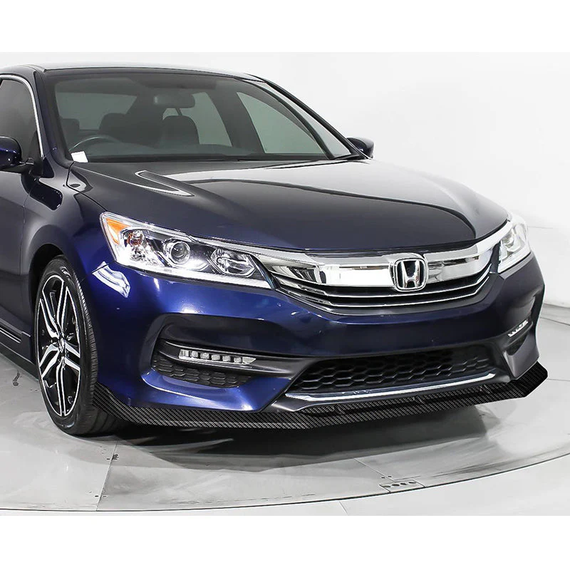 For 2016-17 Honda Accord Sedan Painted Carbon Look STP-Style 3-Piece Front Bumper Body Spoiler Splitter Lip Kit + FREE GIFT - Image 5