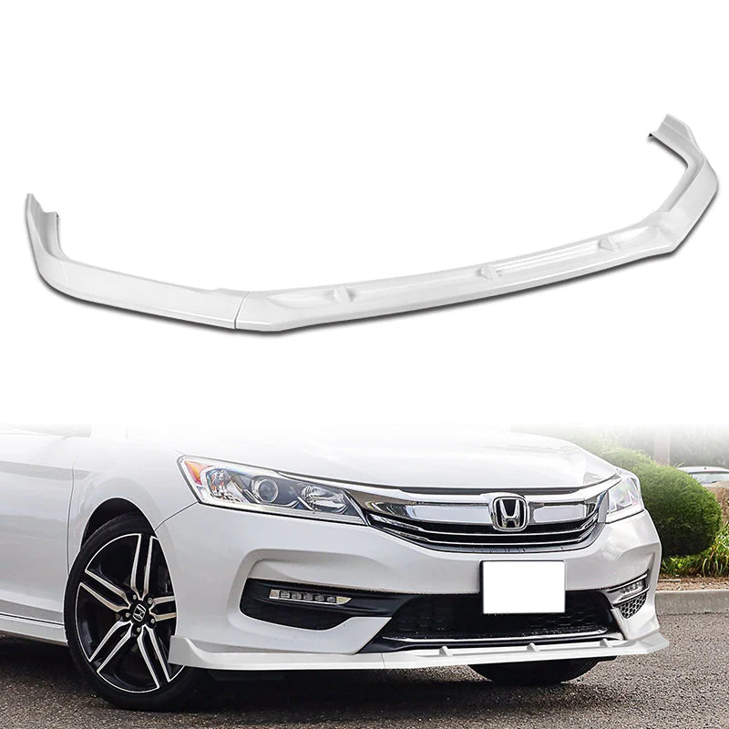For 2016-17 Honda Accord Sedan Painted White STP-Style 3-Piece Front Bumper Body Spoiler Splitter Lip Kit + FREE GIFT - Image 3