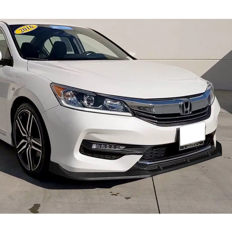 For 2016-17 Honda Accord Sedan Real Carbon Fiber STP-Style 3-Piece Front Bumper Body Spoiler Splitter Lip Kit + FREE GIFT - Image 4