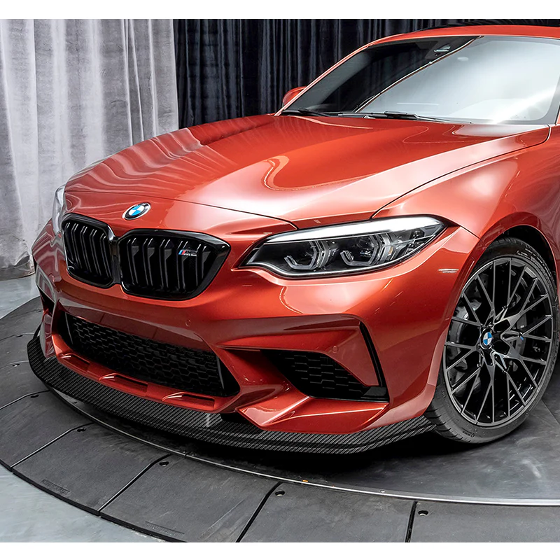 For 2016-2020 BMW M2 F87 RA-Style 3-Pcs Carbon Look Front Bumper Spoiler Splitter Lip - Image 5