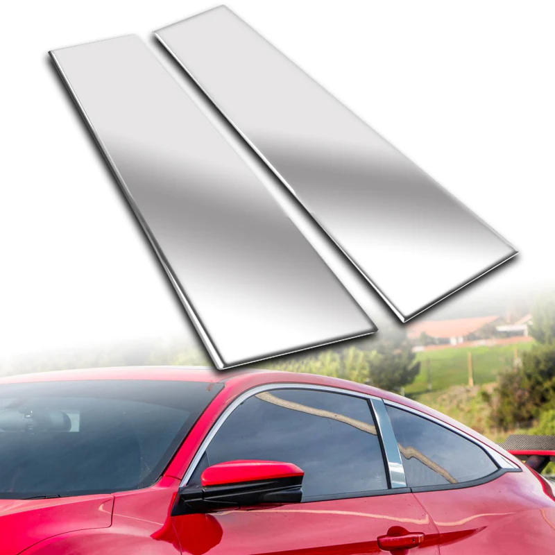 For 2016 - 2020 Honda Civic 2DR/Coupe Mirror Chrome Exterior Stainless Car Window Door Pillar Trim 2-PCS - Image 5