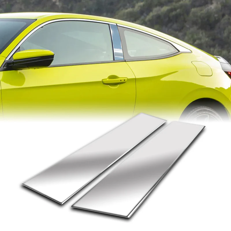 For 2016 - 2020 Honda Civic 2DR/Coupe Mirror Chrome Exterior Stainless Car Window Door Pillar Trim 2-PCS - Image 6